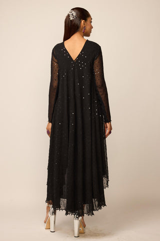 Kurta Set Indian Wedding - Black georgette by Vvani By Vani Vats
