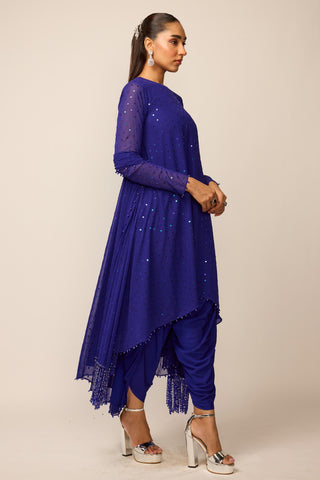 Kurta Set Indian Wedding - Blue dhoti by Vvani By Vani Vats