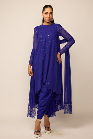 Kurta Set Indian Wedding - Blue dhoti by Vvani By Vani Vats