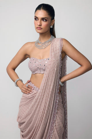 Draped Saree Indian Wedding - Pink set by Vvani By Vani Vats