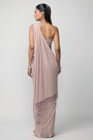 Draped Saree Indian Wedding - Pink set by Vvani By Vani Vats