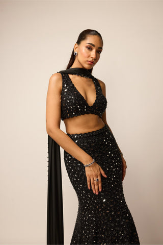Lehenga Set Indian Wedding - Black fishcut by Vvani By Vani Vats