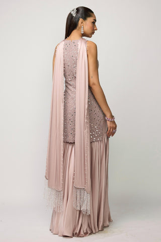 Sharara Set Indian Wedding - Pink satin by Vvani By Vani Vats