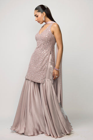 Sharara Set Indian Wedding - Pink satin by Vvani By Vani Vats