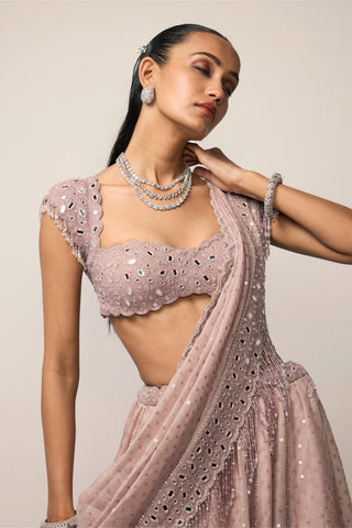 Lehenga Set Indian Wedding - Pink sequins by Vvani By Vani Vats