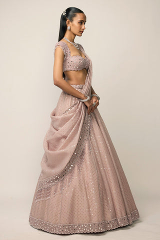 Lehenga Set Indian Wedding - Pink sequins by Vvani By Vani Vats
