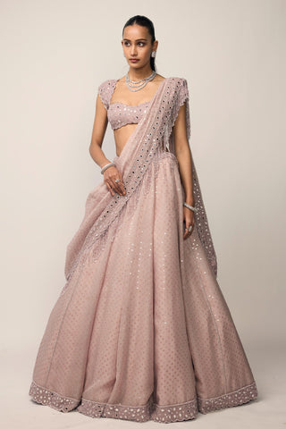 Lehenga Set Indian Wedding - Pink sequins by Vvani By Vani Vats