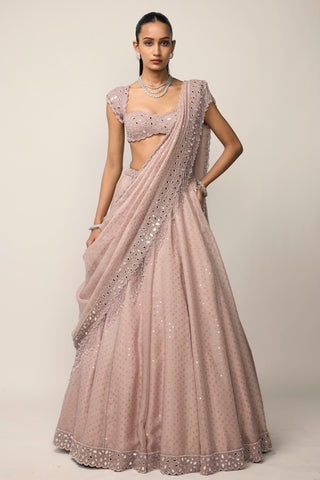 Lehenga Set Indian Wedding - Pink sequins by Vvani By Vani Vats