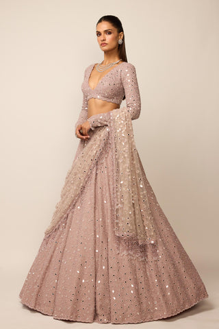 Lehenga Set Indian Wedding - Pink organza by Vvani By Vani Vats