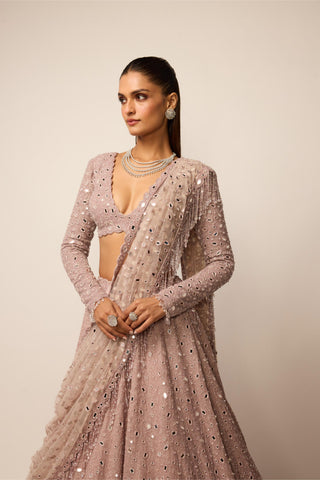 Lehenga Set Indian Wedding - Pink organza by Vvani By Vani Vats