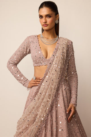 Lehenga Set Indian Wedding - Pink organza by Vvani By Vani Vats