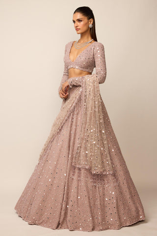 Lehenga Set Indian Wedding - Pink organza by Vvani By Vani Vats