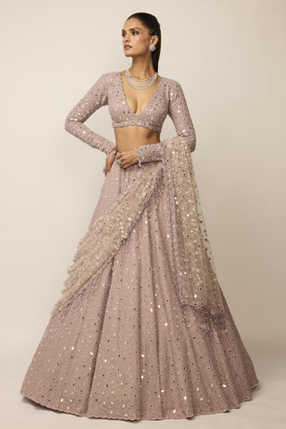 Lehenga Set Indian Wedding - Pink organza by Vvani By Vani Vats