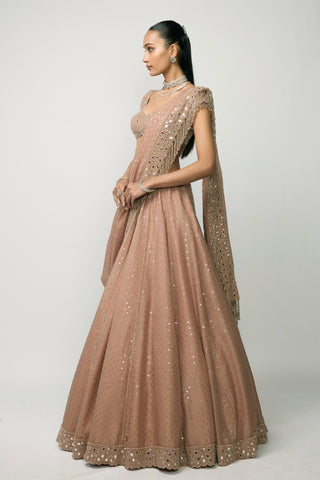 Lehenga Set Indian Wedding - Pink sequins embroidered by Vvani By Vani Vats