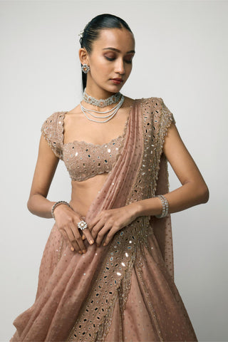 Lehenga Set Indian Wedding - Pink sequins embroidered by Vvani By Vani Vats