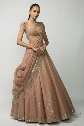 Lehenga Set Indian Wedding - Pink sequins embroidered by Vvani By Vani Vats