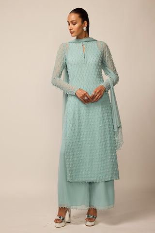 Kurta Set Indian Wedding - Blue pearl drop by Vvani By Vani Vats