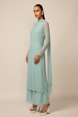 Kurta Set Indian Wedding - Blue pearl drop by Vvani By Vani Vats