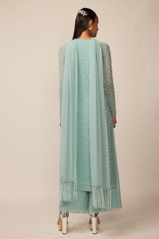 Kurta Set Indian Wedding - Blue pearl drop by Vvani By Vani Vats