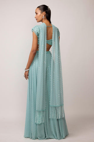 Skirt Set Wear - Blue georgette by Vvani By Vani Vats
