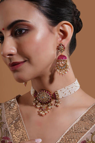 Necklace Set for Indian Weddings – Pink Varnika by Amraani