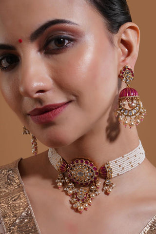Necklace Set for Indian Weddings – Pink Varnika by Amraani