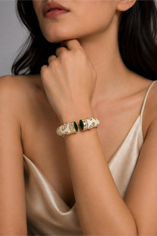 Bangle Contemporary Wear - Gold Stone Open Cuff Statement by Vivinia by Vidhi Mehra