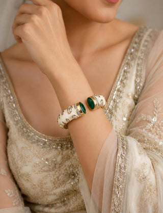 Bangle Contemporary Wear - Gold Stone Open Cuff Statement by Vivinia by Vidhi Mehra