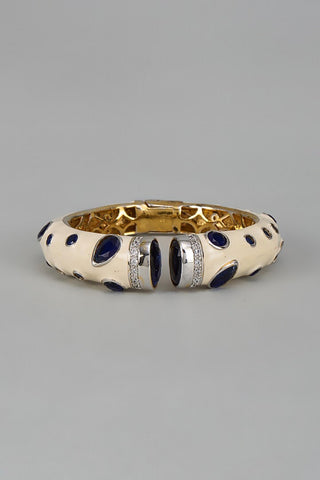 Kada Indian Wedding - Gold Enamel Onex Stone Open Cuff by Vivinia by Vidhi Mehra