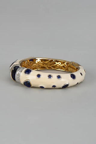 Kada Indian Wedding - Gold Enamel Onex Stone Open Cuff by Vivinia by Vidhi Mehra