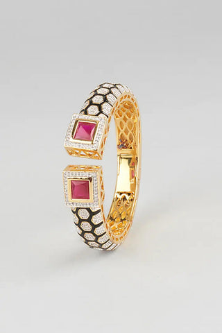 Kada Indian Wedding - Gold Stone Open Cuff by Vivinia by Vidhi Mehra