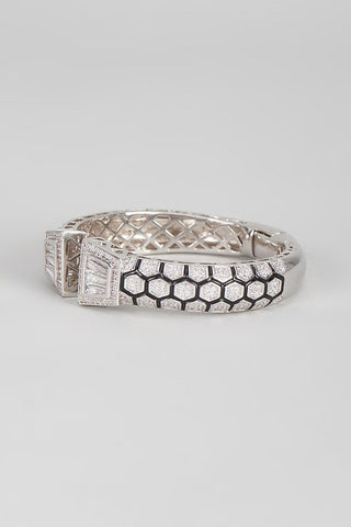 Bracelet Contemporary Wear - Silver Geometric Statement Cuff by Vivinia by Vidhi Mehra