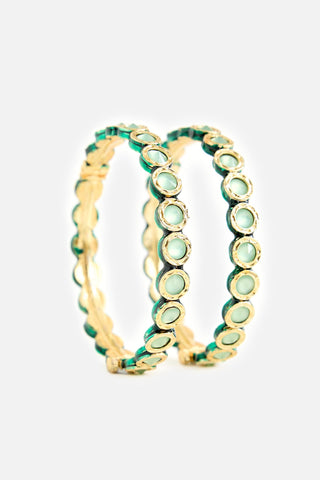 Polki Bangles for Indian Wedding – Gold Green Rajwadi by Vivinia by Vidhi Mehra