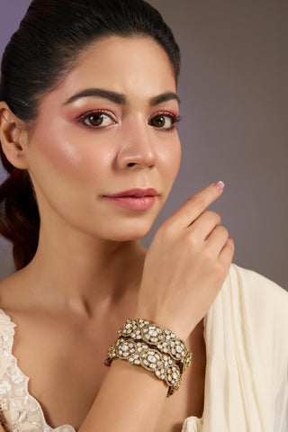 Classic Moissanite Polki Bangles for Indian Wedding by Vivinia by Vidhi Mehra