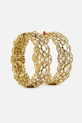 Classic Moissanite Polki Bangles for Indian Wedding by Vivinia by Vidhi Mehra