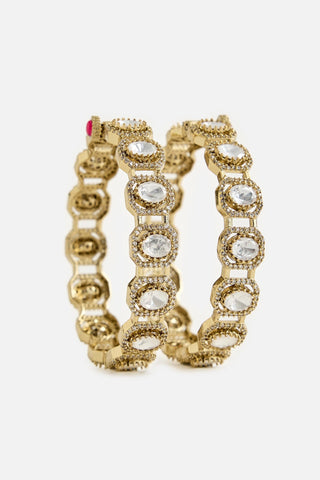 Moissanite Kundan Polki Statement Bangles by Vivinia by Vidhi Mehra