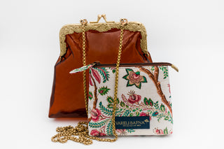 Brown vinyl potli clutch