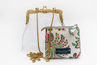 Transparent vinyl potli clutch