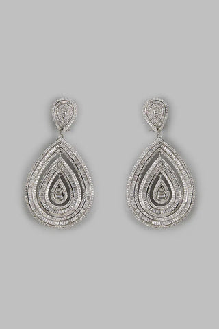 Earrings Contemporary Wear - Silver Teardrop CZ Statement by Vivinia by Vidhi Mehra
