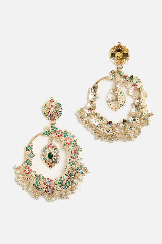 Pearl Cluster Statement Earrings for Indian Wedding by Vivinia by Vidhi Mehra