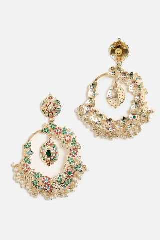 Multicolor Stone Chandbali Earrings by Vivinia by Vidhi Mehra