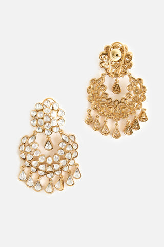 Polki Pearl & Stone Chandelier Earrings by Vivinia by Vidhi Mehra