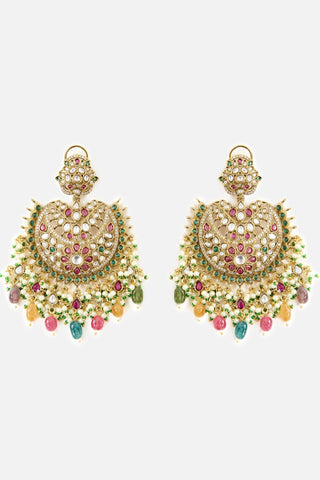 Multicolor Stone Chandelier Earrings for Indian Wedding by Vivinia by Vidhi Mehra