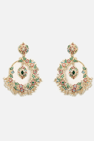 Pearl Cluster Statement Earrings for Indian Wedding by Vivinia by Vidhi Mehra