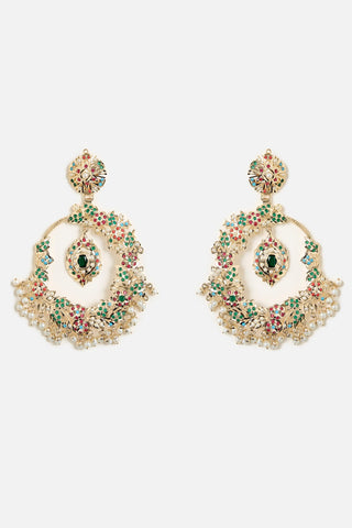 Multicolor Stone Chandbali Earrings by Vivinia by Vidhi Mehra