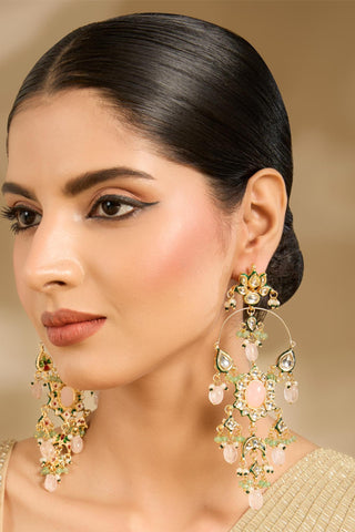Polki Earrings for Indian Wedding – Peach Kundan Pearl by Vivinia by Vidhi Mehra