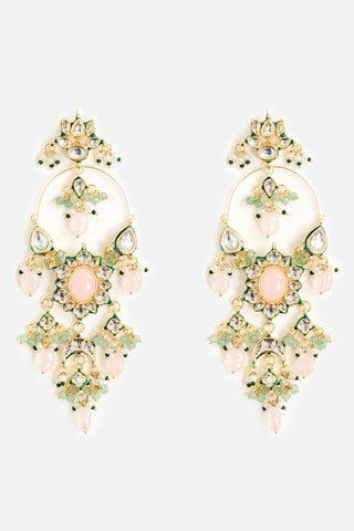 Polki Earrings for Indian Wedding – Peach Kundan Pearl by Vivinia by Vidhi Mehra