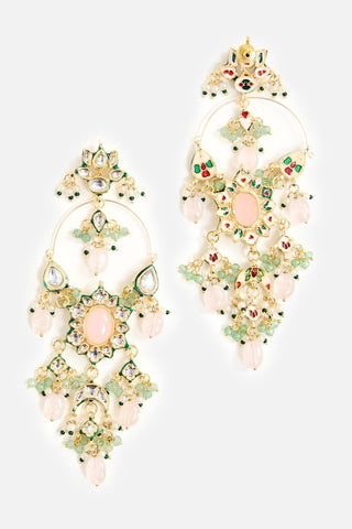 Polki Earrings for Indian Wedding – Peach Kundan Pearl by Vivinia by Vidhi Mehra