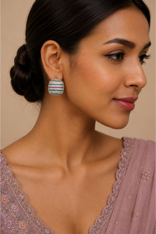 Earrings Contemporary Wear - Silver Diamond Look Stud by Vivinia by Vidhi Mehra