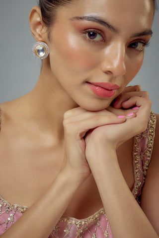 Earrings for Festive – Gold Florence Zircon Studs by Vivinia by Vidhi Mehra